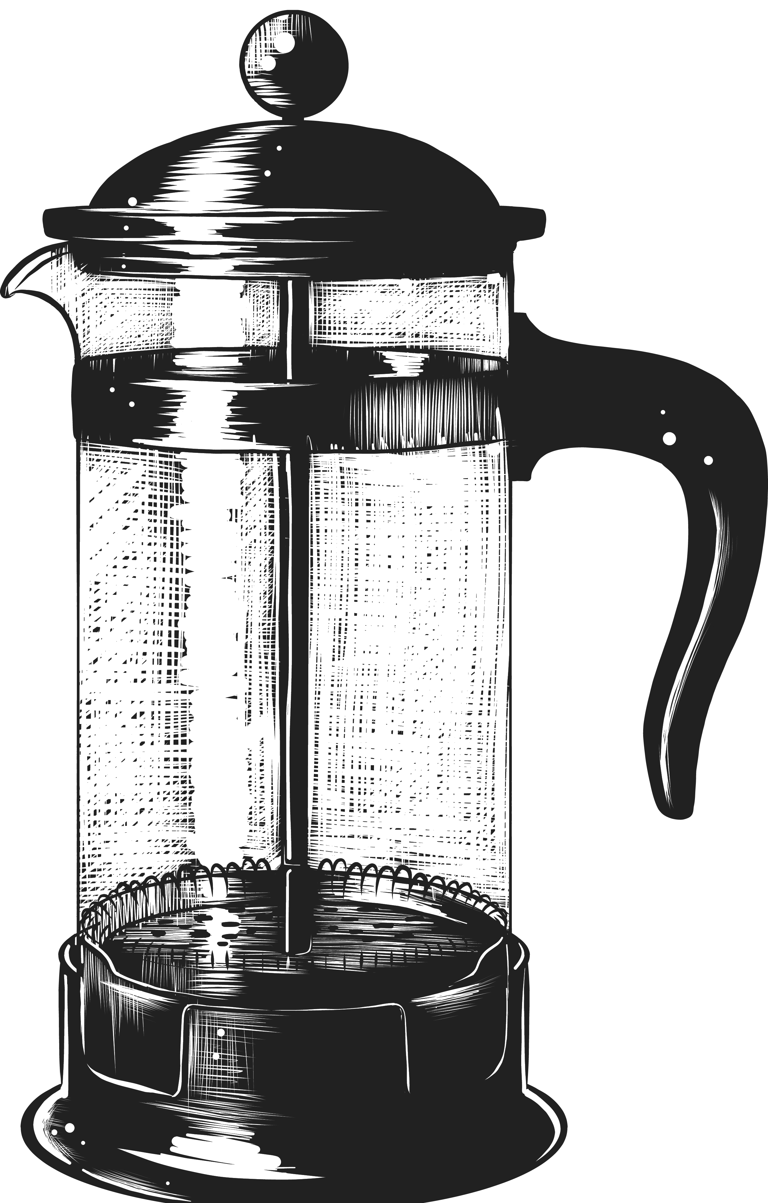 sketch of coffee press